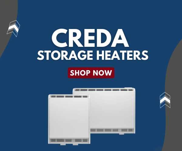 Collection of Creda Storage heaters, with the text "CREDA STORAGE HEATERS SHOP NOW" above them.
